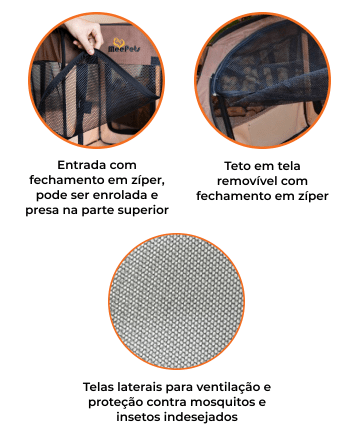 Casinha Cercadinho Portátil Dobrável para Cães Gatos - Mee Pets imagem com detalhes da casinha portátil para pets