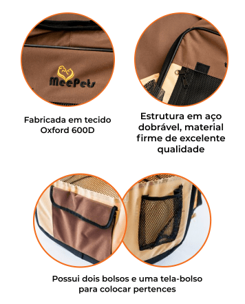 Cercadinho Portátil Dobrável para Cães Gatos - Mee Pets Figura com detalhes da casinha cercadinho portátil dobrável